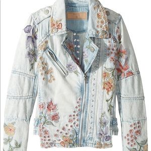 Blank NYC Light Blue Floral Embroidered Jean Jacket
